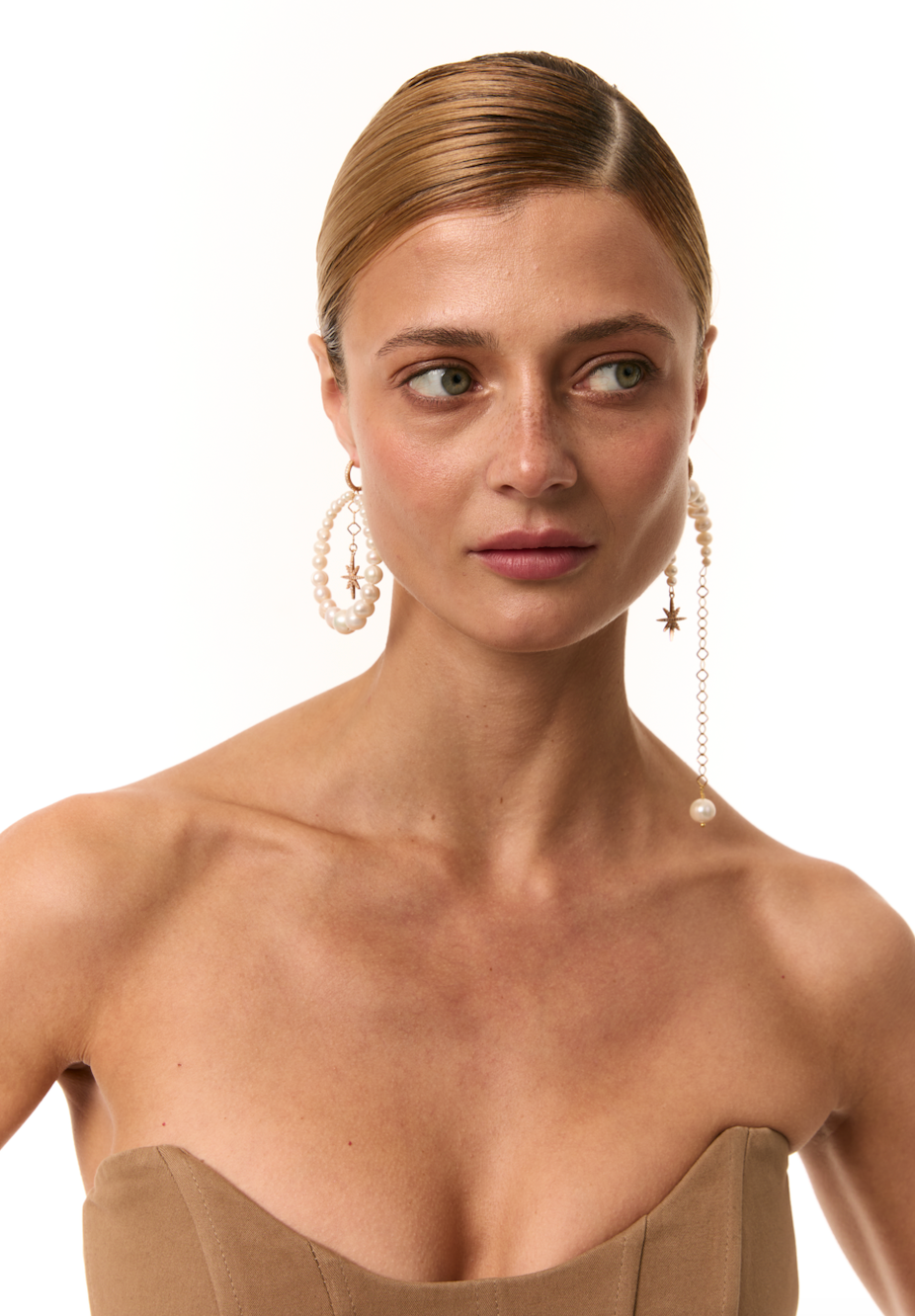 ASYMMETRICAL PEARLS EARRINGS WITH "MORNING STAR" - фото 2