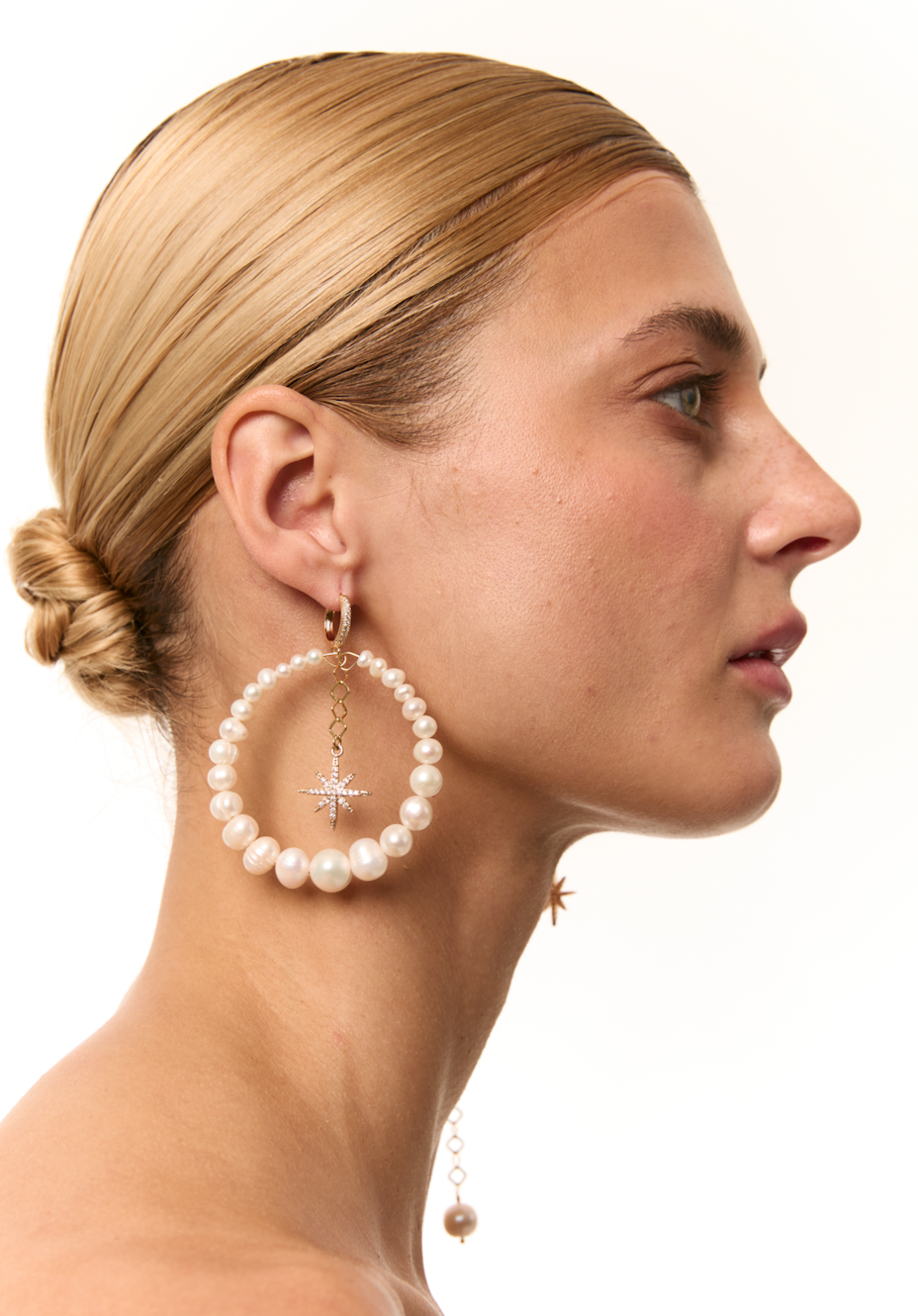 ASYMMETRICAL PEARLS EARRINGS WITH "MORNING STAR" - фото 3
