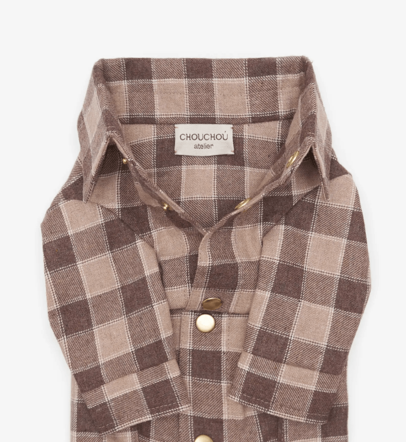 Сорочка CHOUCHOU картата для собак коричнева