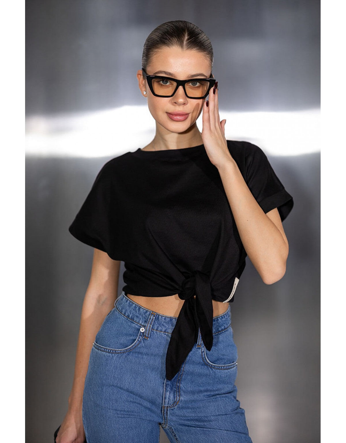Knot-front t-shirt