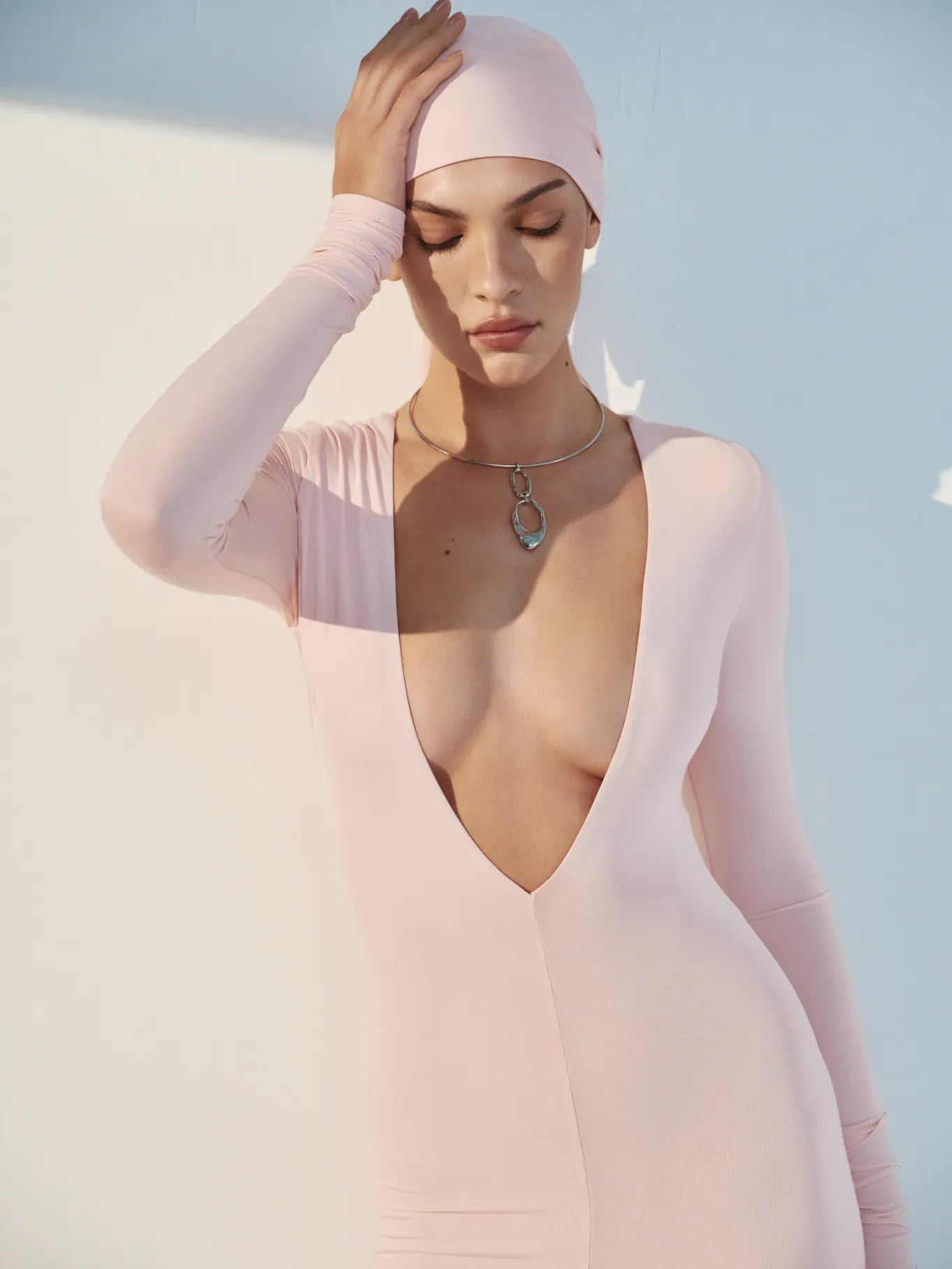 Long dress with a deep neckline