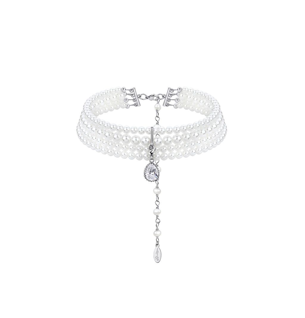 “PARIS” CERAMIC BEADS CHOKER WITH DROP PENDANT