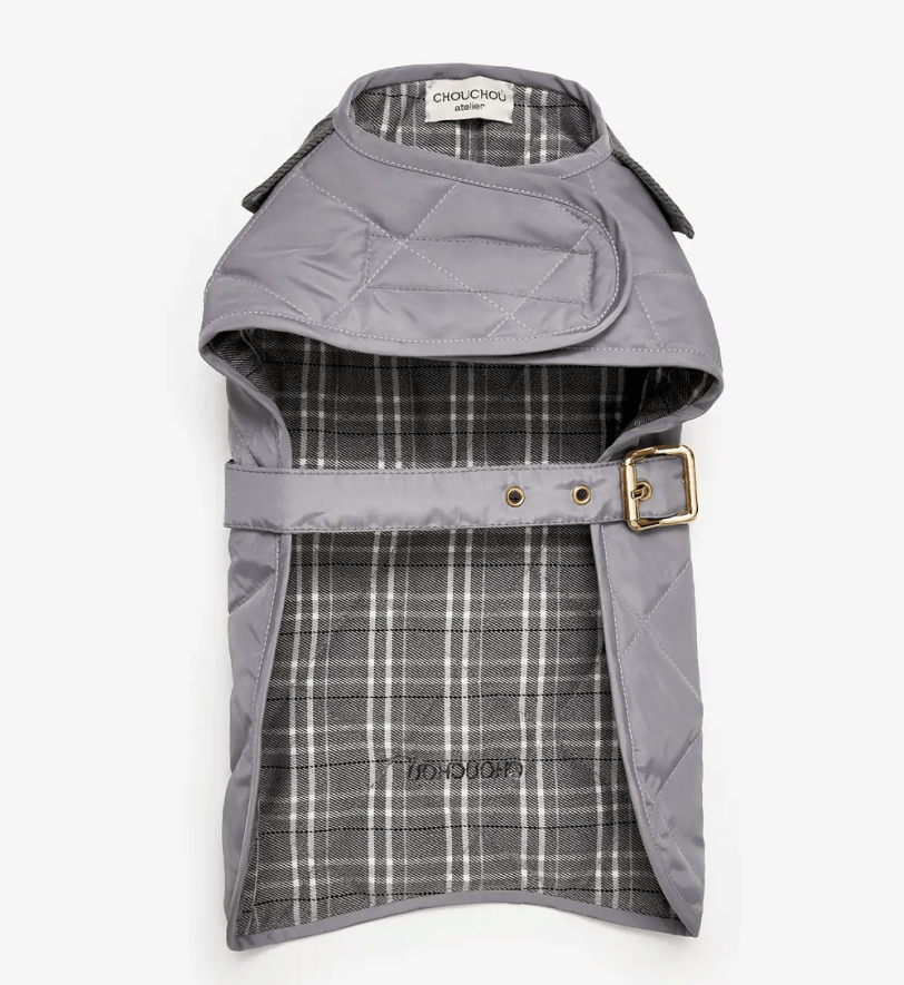 Попона CHOUCHOU водонепроникна стегана для собак сіро-блакитна