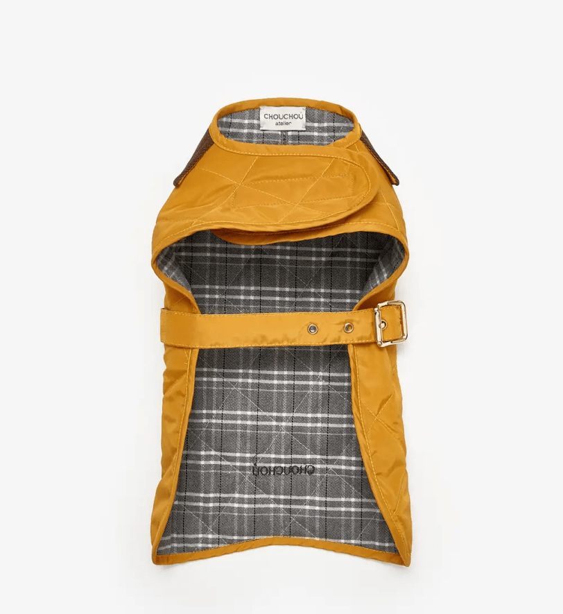 Попона CHOUCHOU водонепроникна стегана для собак гірчична