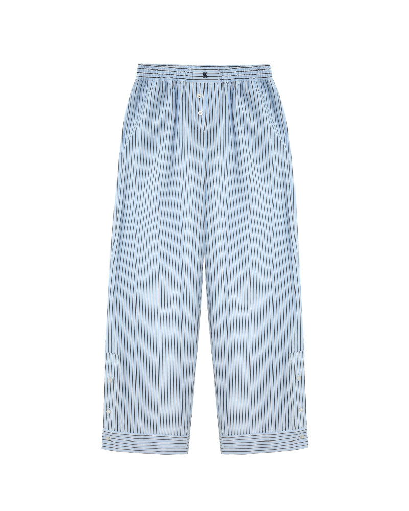 WIDE-LEG STRIPED TROUSERS - LIGHT BLUE