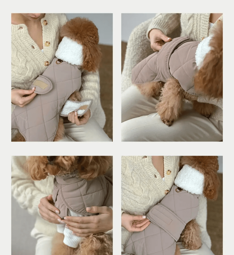 Попона CHOUCHOU зимова для собак "Waffle" бежева з молочним хутром