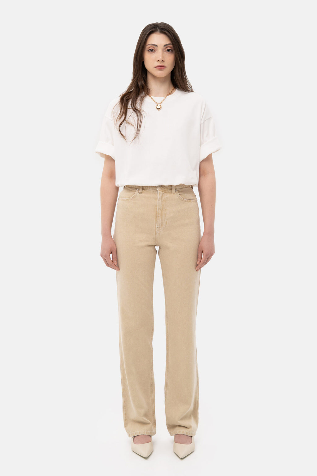Beige Straight Jeans - фото 1