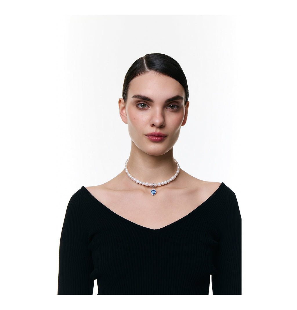 PEARLS CHOKER WITH HEART - фото 29